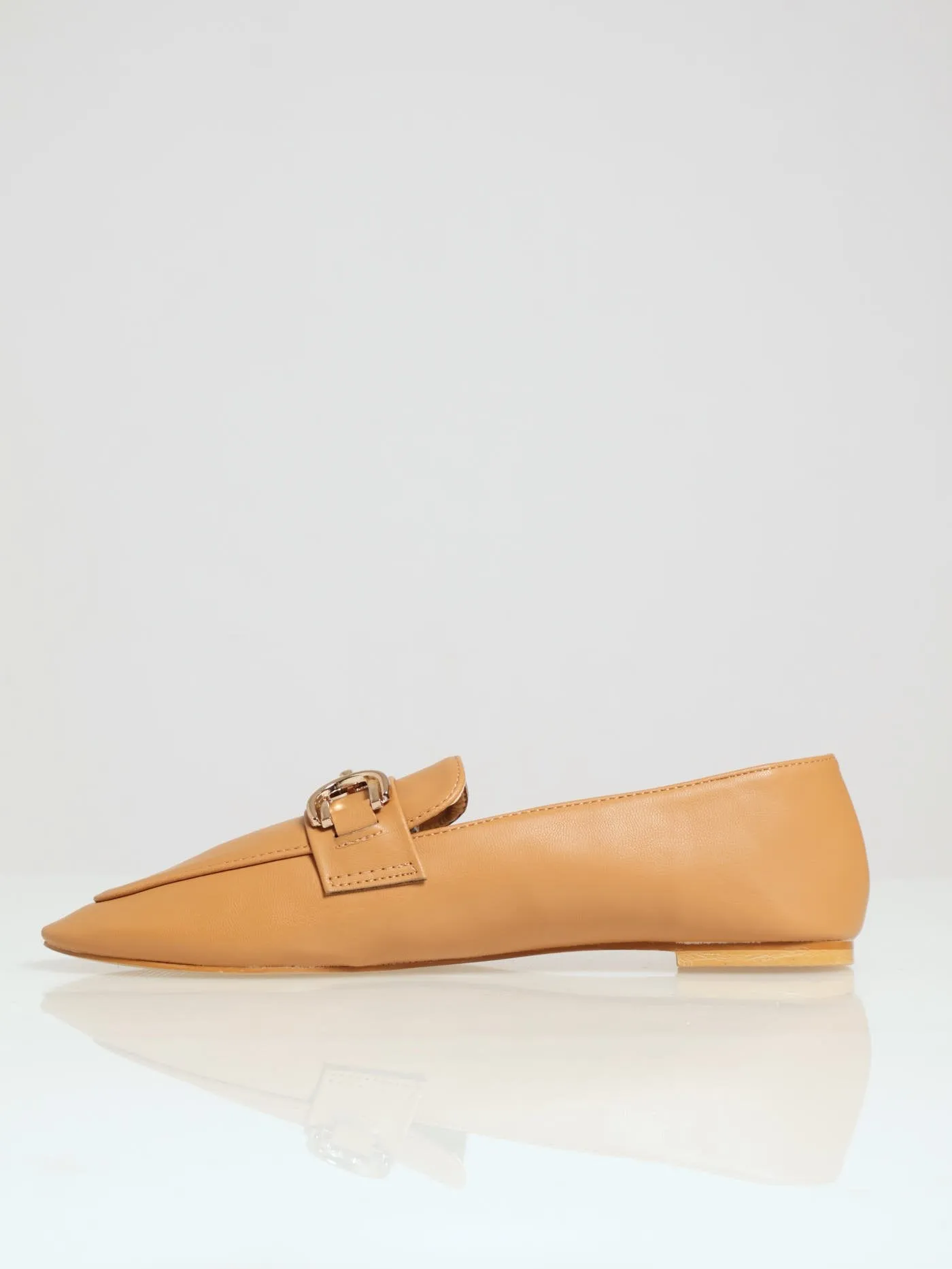 Gold Trim Flat Loafer - Tan
