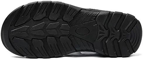 Gospt Men's Adjustable Three Strap Athletic River Sandals Shoes with Hook and Loop Closures Flat