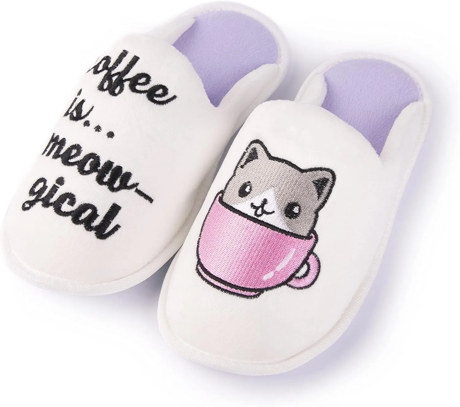 Handcraft Staycation NYC Ladies Funny Quote Scuff Slipper, Plush Non Slip House Slippers for Women, Comfy Soft Sole Bedroom Shoes