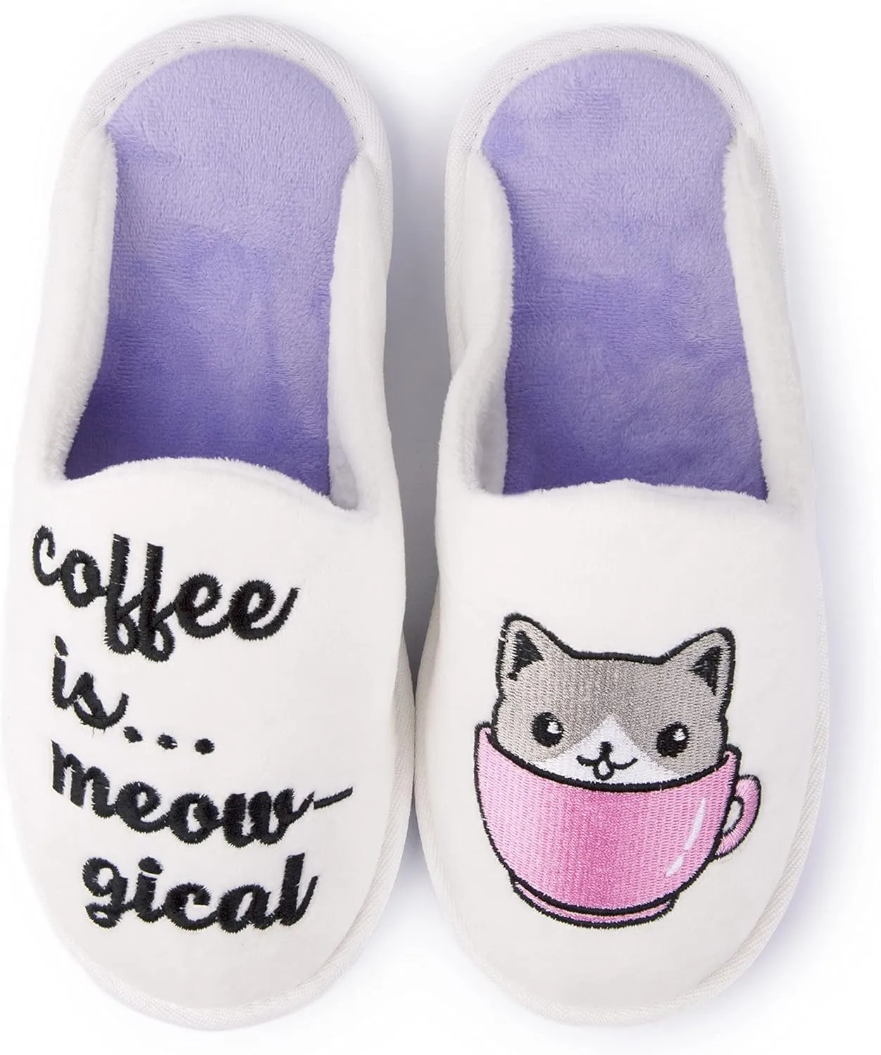 Handcraft Staycation NYC Ladies Funny Quote Scuff Slipper, Plush Non Slip House Slippers for Women, Comfy Soft Sole Bedroom Shoes