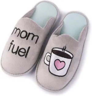 Handcraft Staycation NYC Ladies Funny Quote Scuff Slipper, Plush Non Slip House Slippers for Women, Comfy Soft Sole Bedroom Shoes