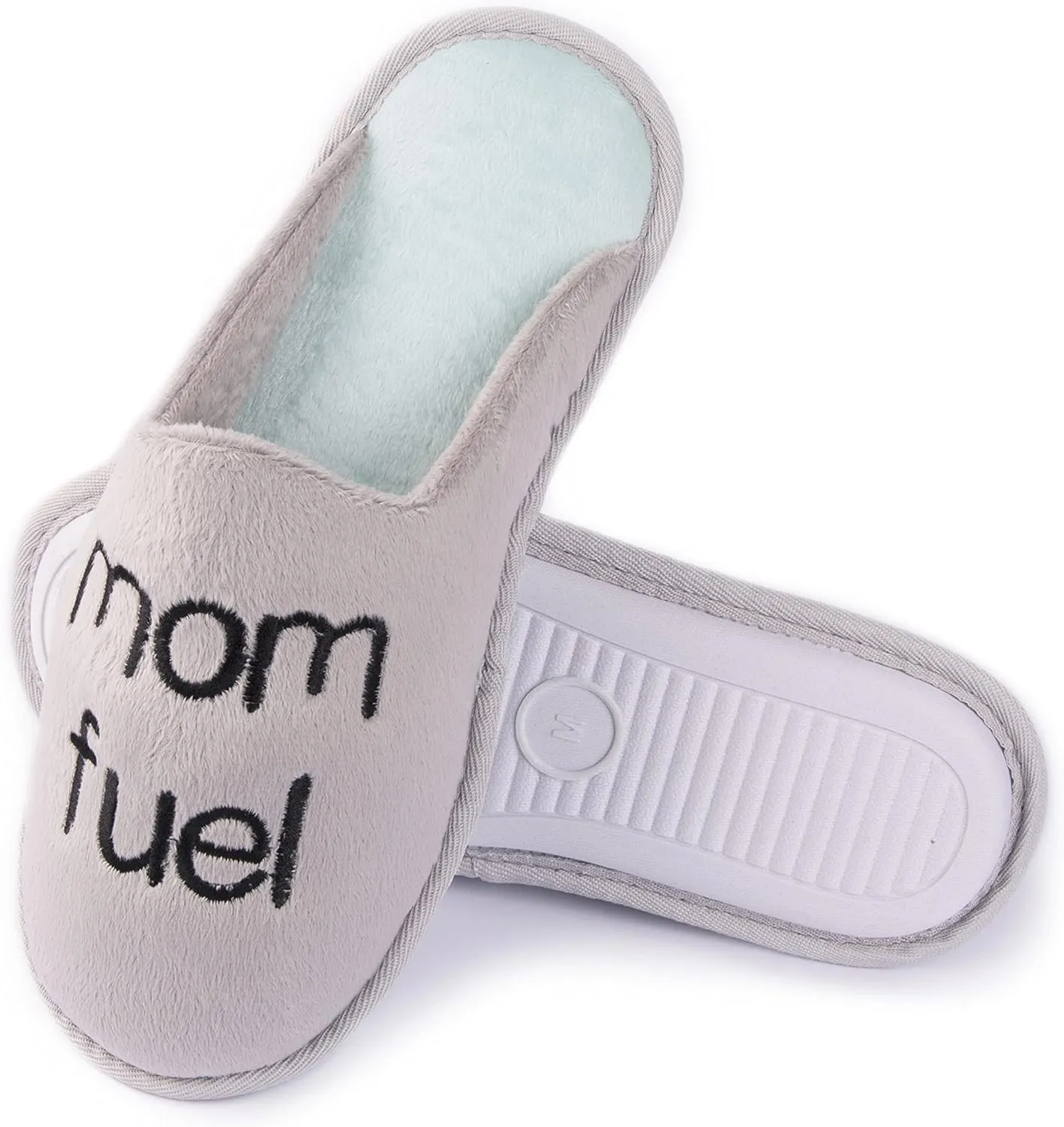 Handcraft Staycation NYC Ladies Funny Quote Scuff Slipper, Plush Non Slip House Slippers for Women, Comfy Soft Sole Bedroom Shoes