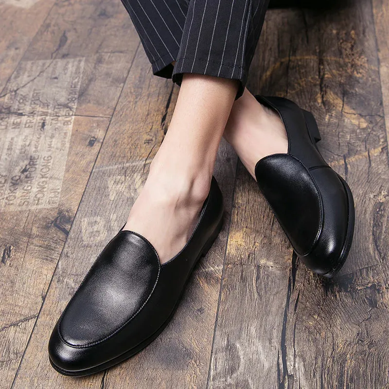 Handmade Black Leather Loafer Moccasins for Men