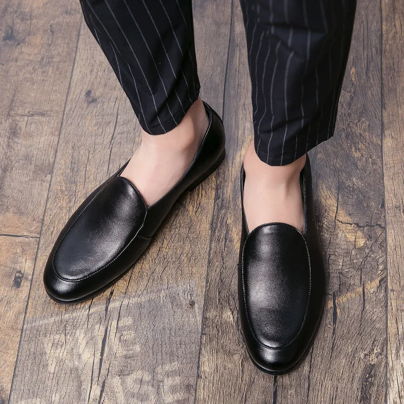 Handmade Black Leather Loafer Moccasins for Men