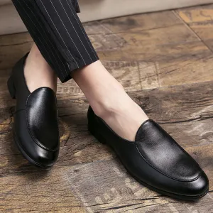 Handmade Black Leather Loafer Moccasins for Men
