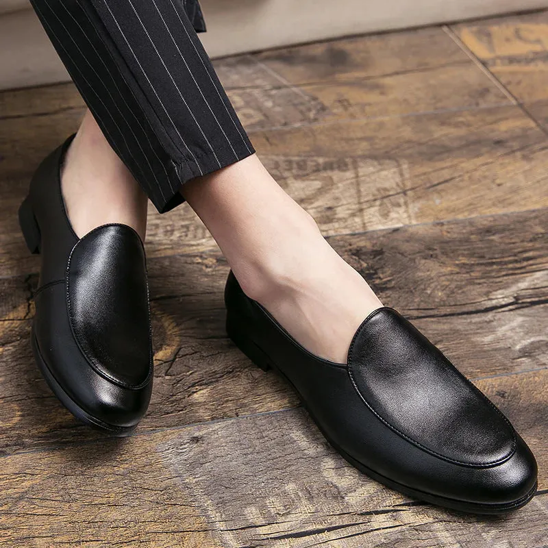 Handmade Black Leather Loafer Moccasins for Men
