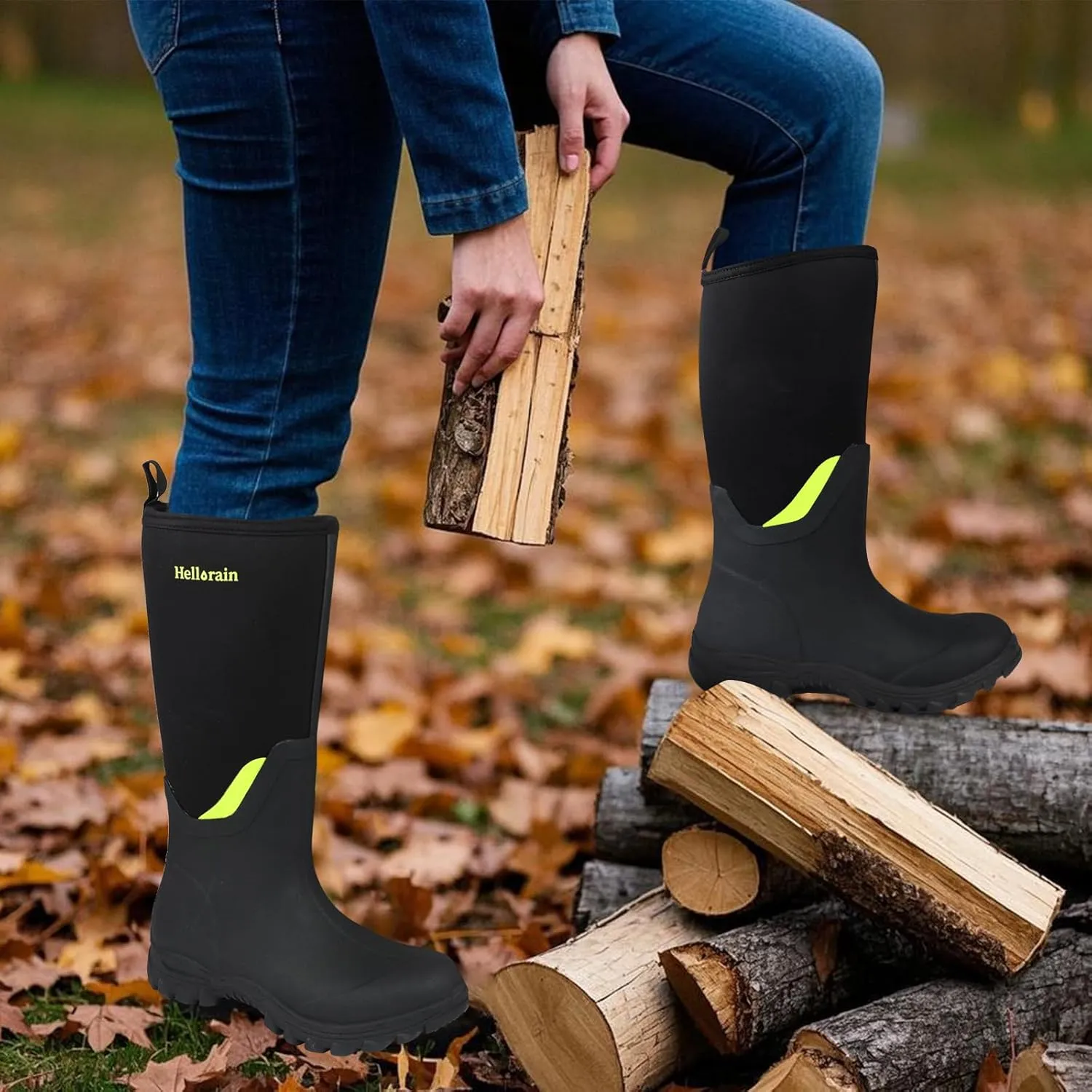 Hellorain Neoprene Rubber Waterproof Outdoor Rainboots Professional Non-slip Lightweight Breathable Women's Rain Shoes Suitable for Farms, Fish Ponds, Gardens