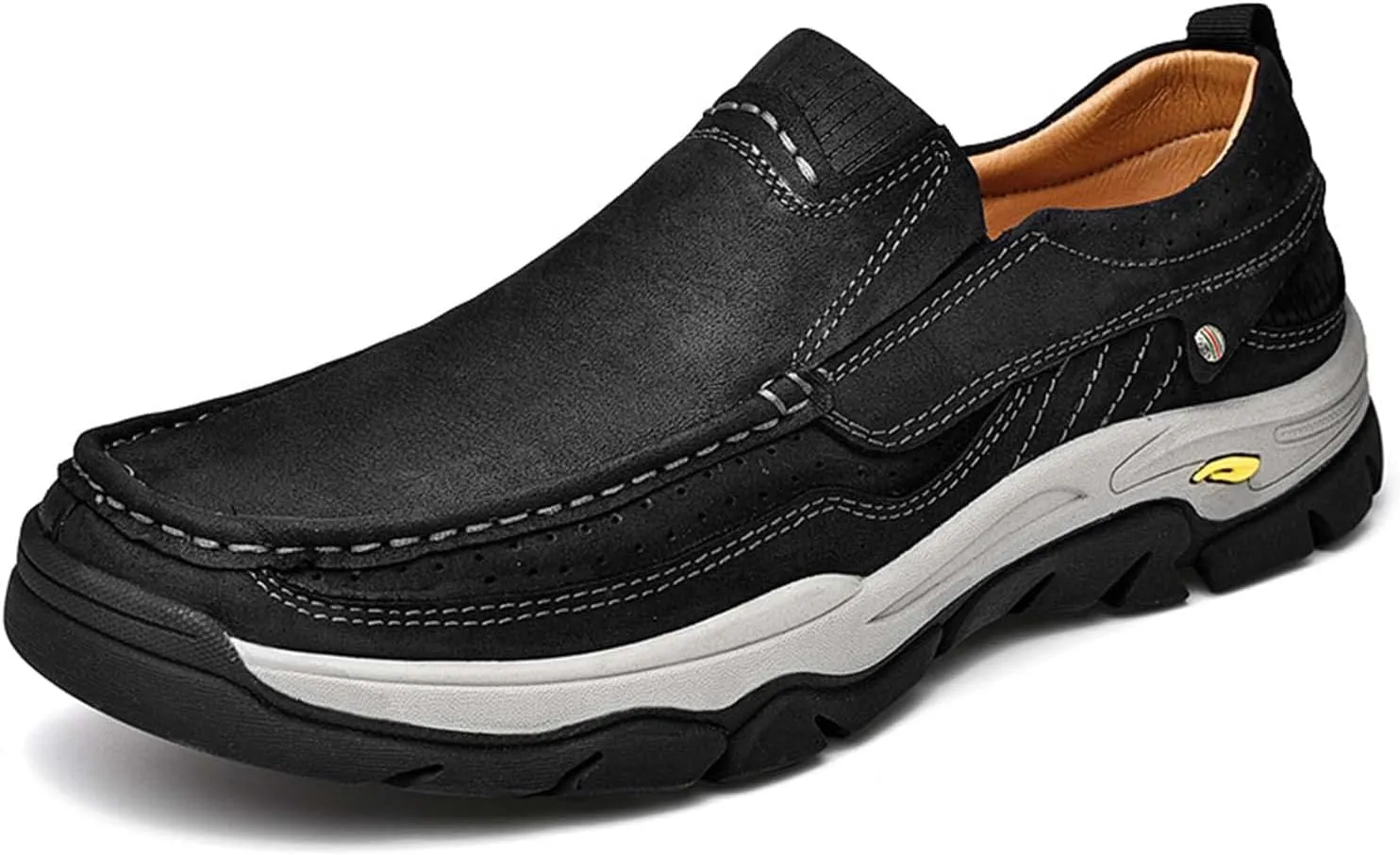 HESBITEUL Men's Leather Loafers Office Slip-on Shoes Casual Walking for Work Outdoor Trekking