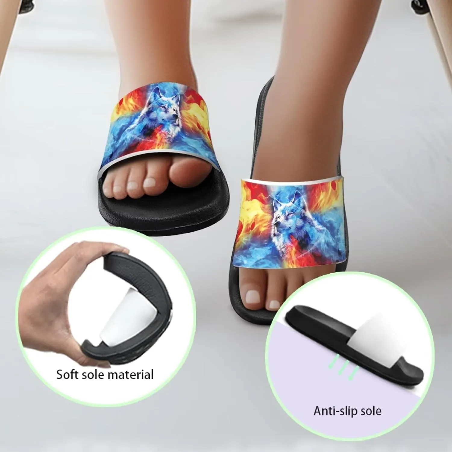 Howilath Children's Sandals Casual Non-Slip Slides Unisex Kids Slippers Bathroom Shower Shoes with EVA Sole