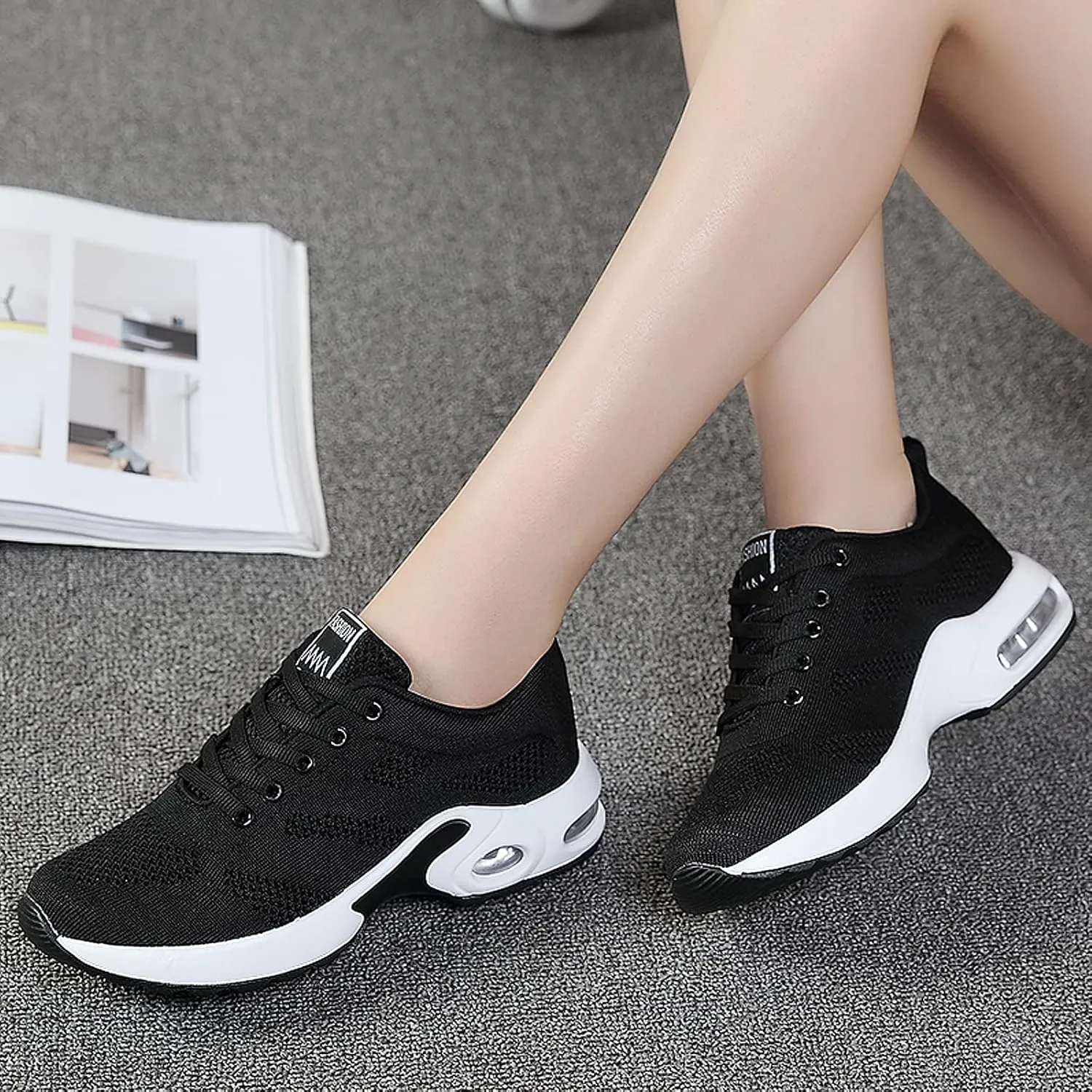 ihinzry Women's Air Running Shoes Lightweight Comfortable Non-Slip Walking Shoe Outdoor Breathable Fashion Mesh Sneakers