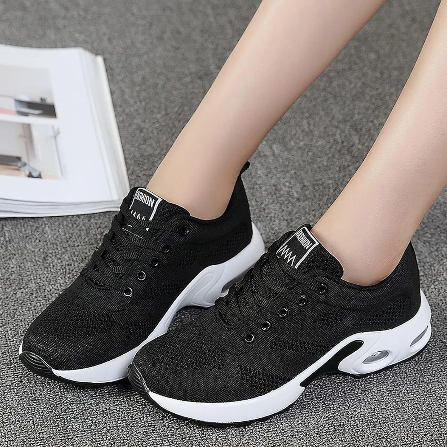 ihinzry Women's Air Running Shoes Lightweight Comfortable Non-Slip Walking Shoe Outdoor Breathable Fashion Mesh Sneakers