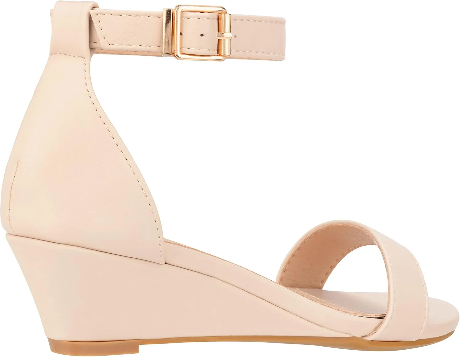 ILLUDE Women's Open Toe Ankle Strap Low Wedge Sandal Comfortable Platform Heeled Sandals