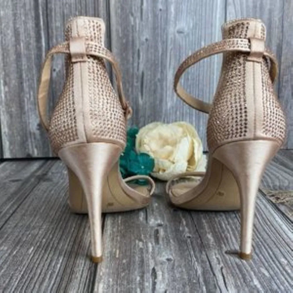 INC Tan Fabric Rayelle Two-Piece Sandals 7.5