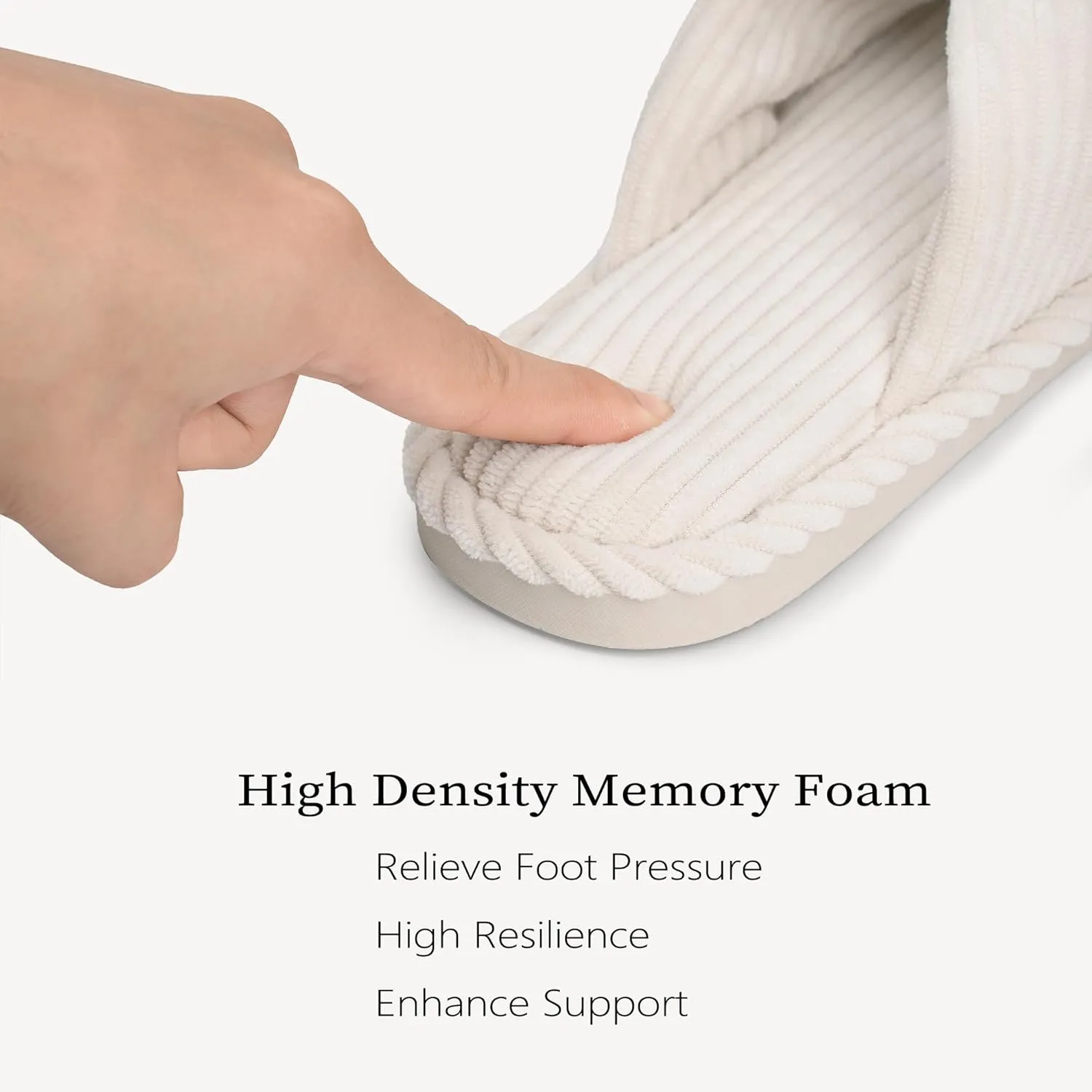 IPSAE Summer House Slippers for Woman Memory Foam Open Toe Slippers Corduroy Cross Bow Womens Slipper Slides Comfy Indoor Bedroom Slip On Shoes