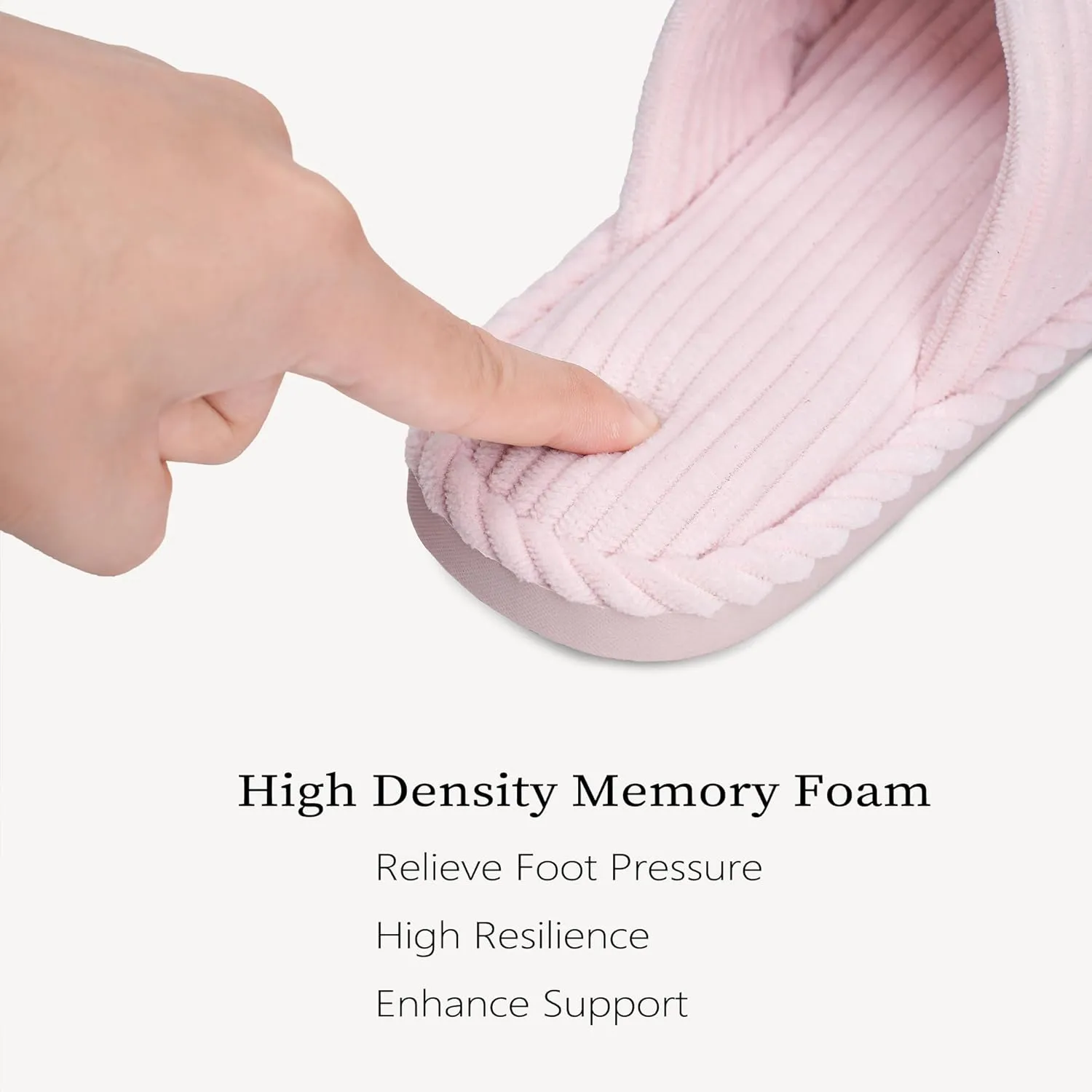 IPSAE Summer House Slippers for Woman Memory Foam Open Toe Slippers Corduroy Cross Bow Womens Slipper Slides Comfy Indoor Bedroom Slip On Shoes