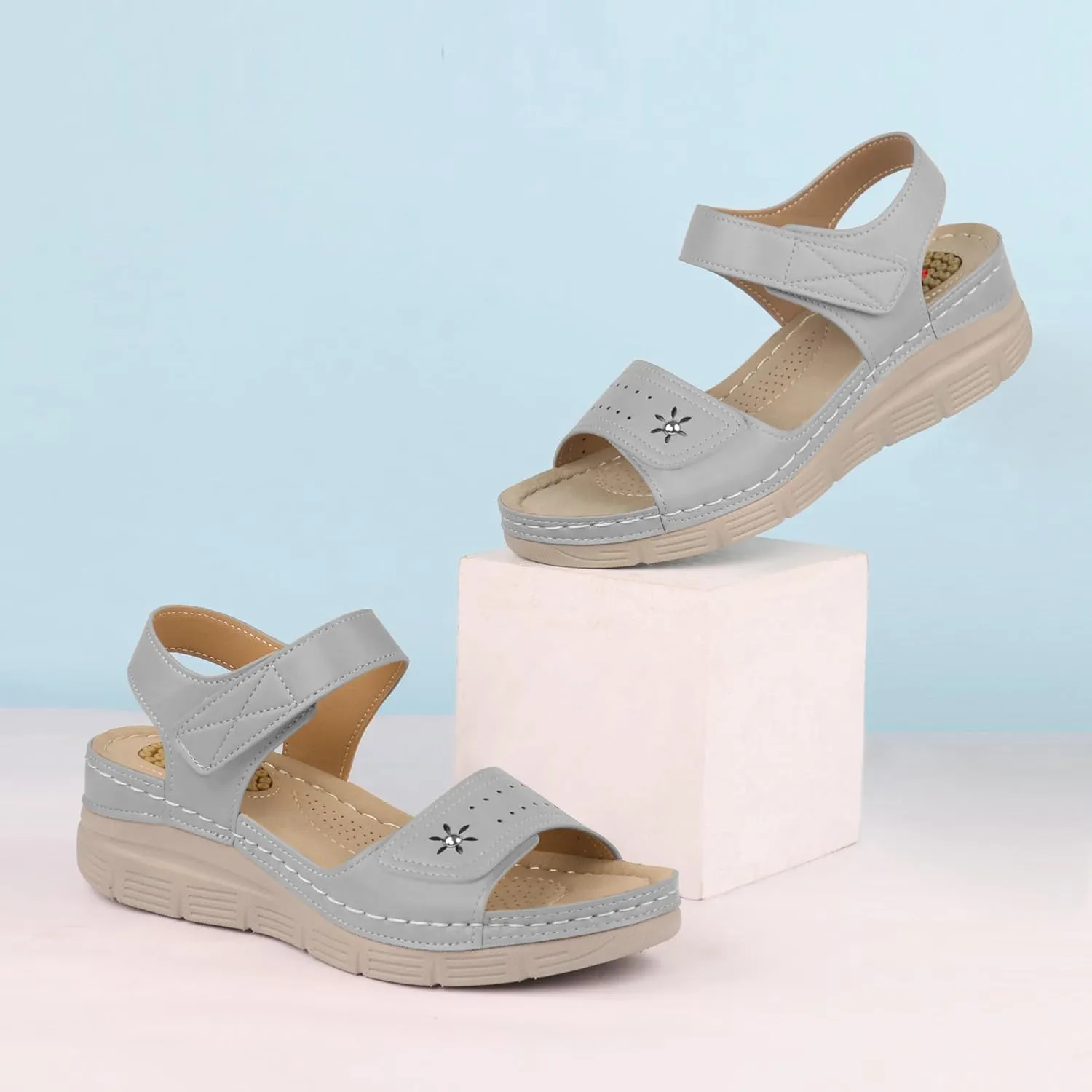 JABASIC Women Comfortable Sandals Orthotic Walking Sandals Orthopedic Arch Support Sandals