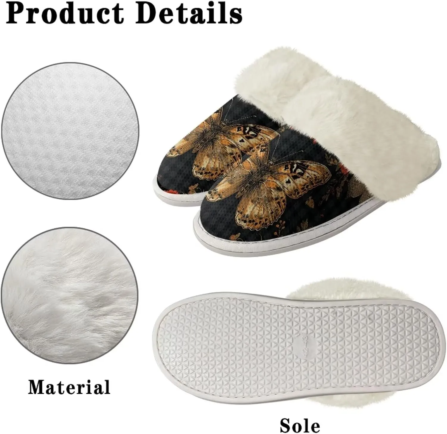Jeiento Women's Indoor Bedroom Slipper for Women, Butterfly Print House Shoe