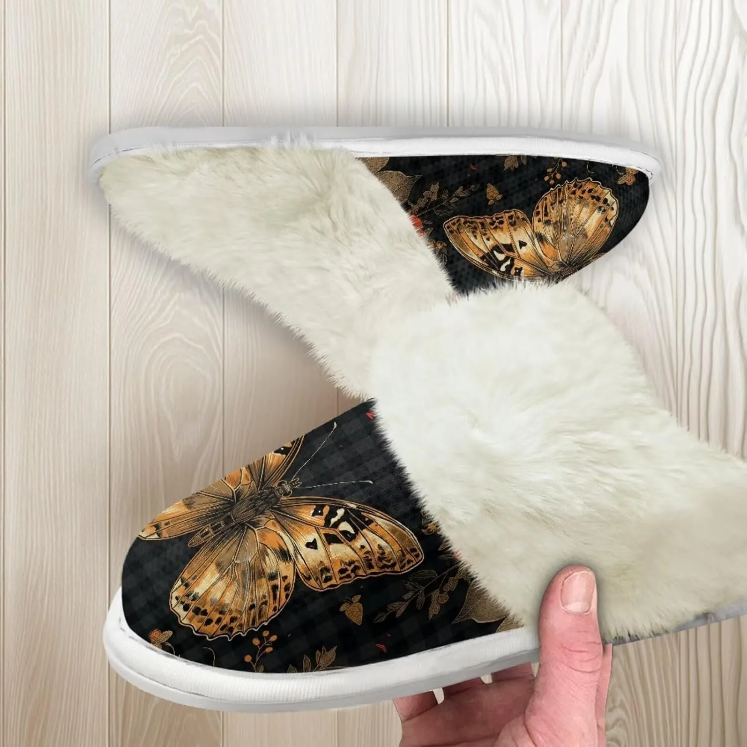 Jeiento Women's Indoor Bedroom Slipper for Women, Butterfly Print House Shoe