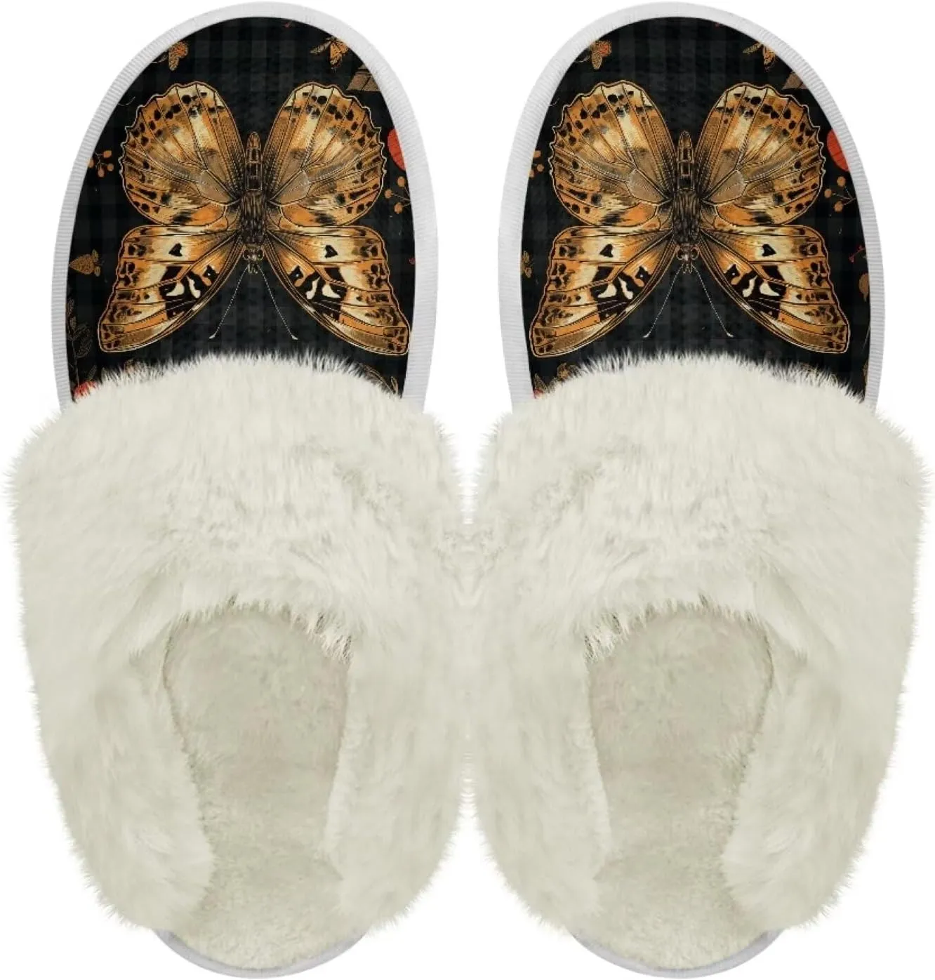 Jeiento Women's Indoor Bedroom Slipper for Women, Butterfly Print House Shoe
