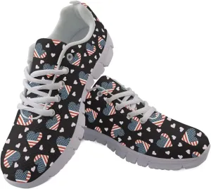 Jeiento Womens Walking Sneakers Tennis Shoes - Flag Shoes Breathable Comfortable Non Slip Athletic Running Jogging Gym Workout Casual Sport Shoe