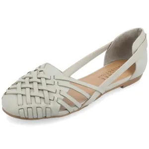 Journee Womens Basket Woven Slip On Sandal Block Heel Caged Closed Round Toe Breathable Ekko Ballet Flat Grey, 6.5