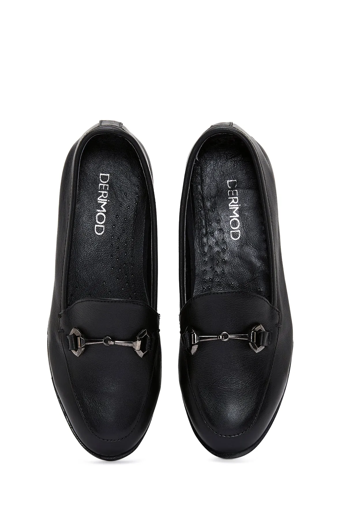 Kadın Siyah Deri Klasik Loafer