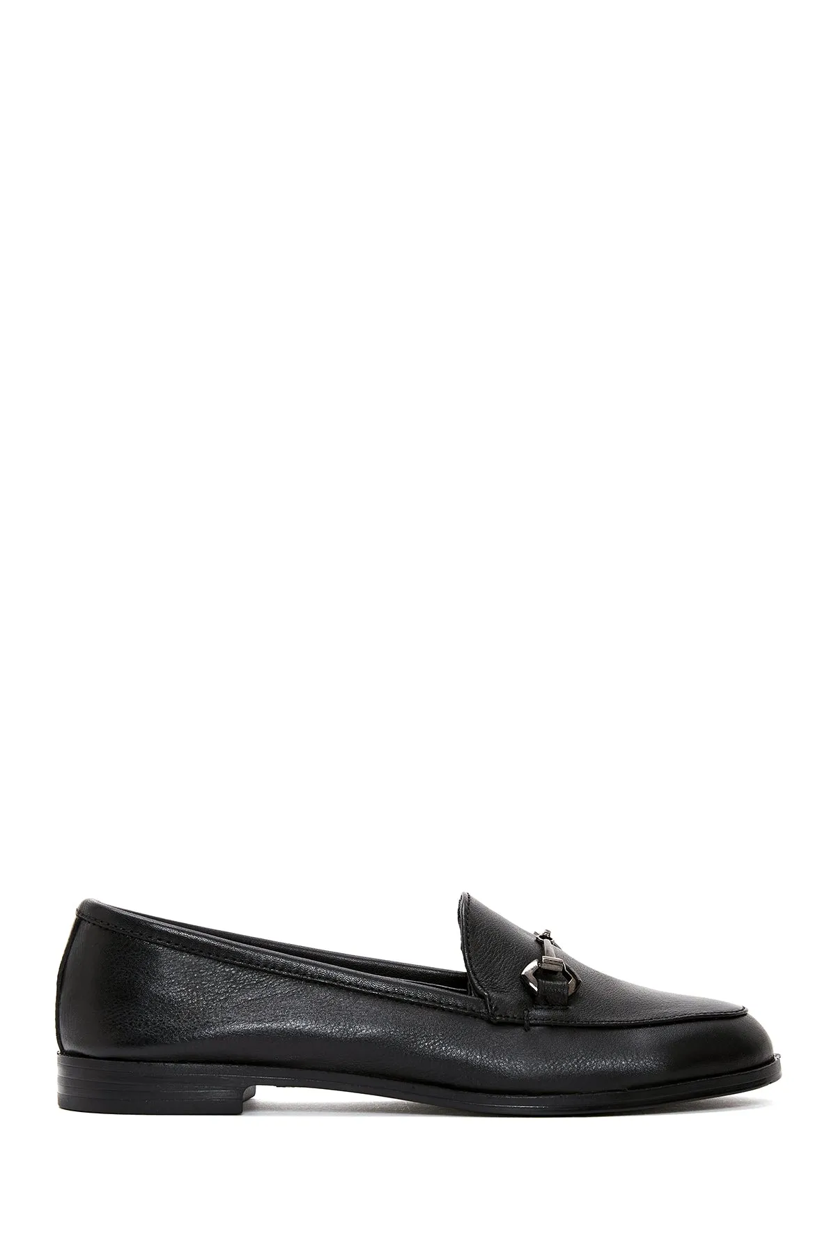 Kadın Siyah Deri Klasik Loafer