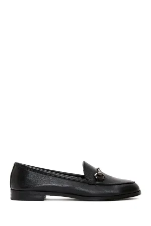 Kadın Siyah Deri Klasik Loafer