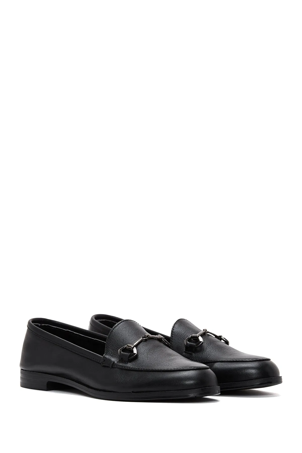 Kadın Siyah Deri Klasik Loafer
