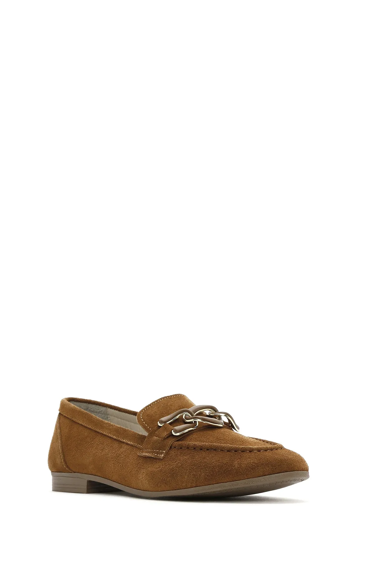 Kadın Taba Süet Deri Maskülen Loafer