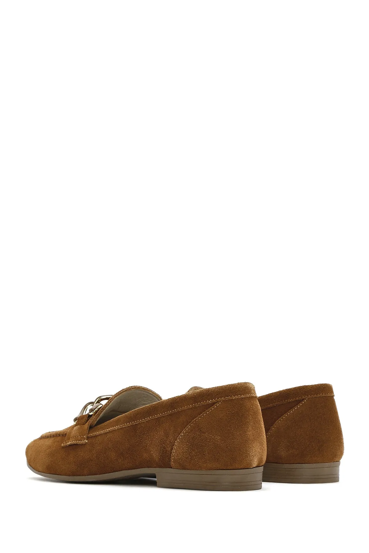 Kadın Taba Süet Deri Maskülen Loafer