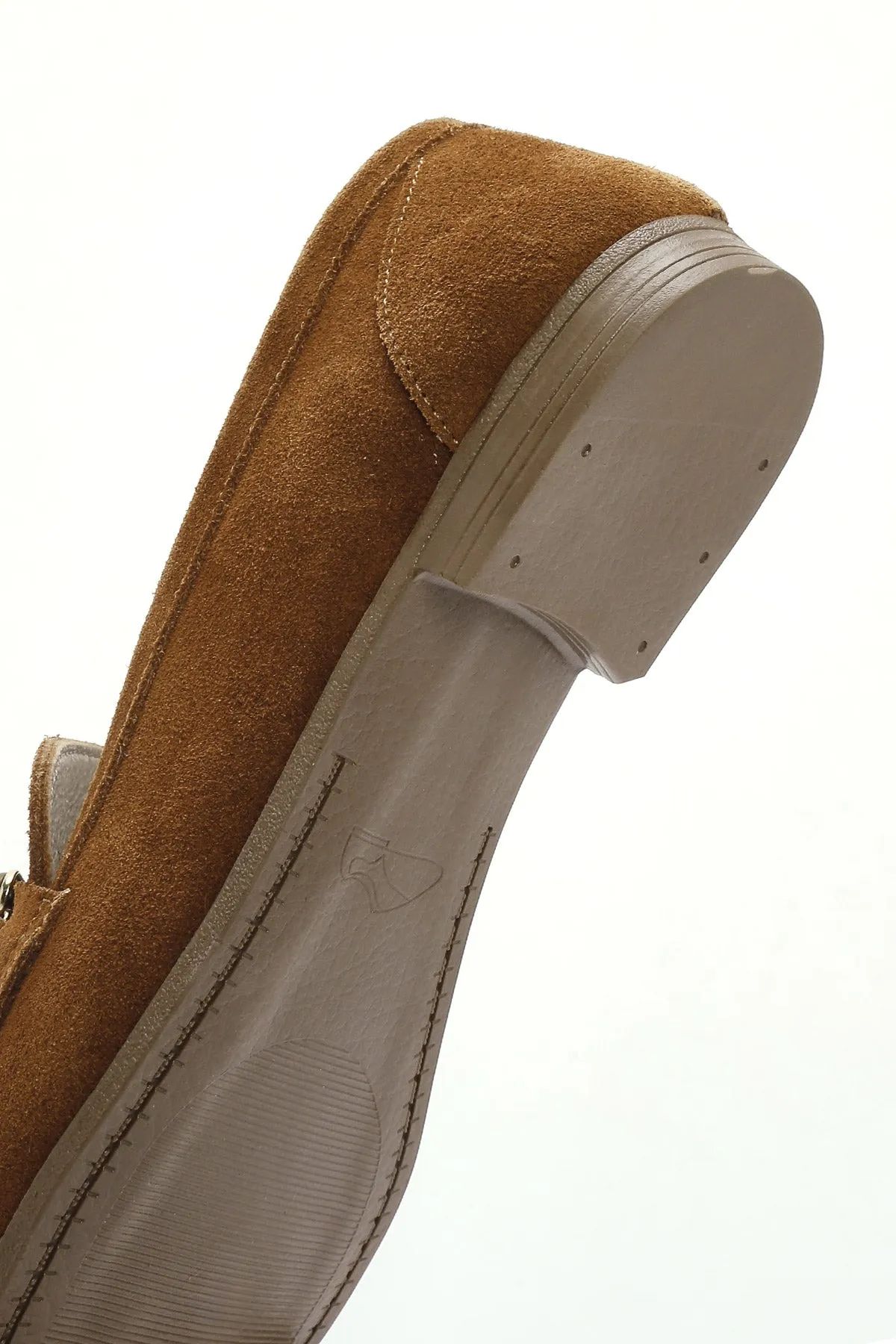 Kadın Taba Süet Deri Maskülen Loafer