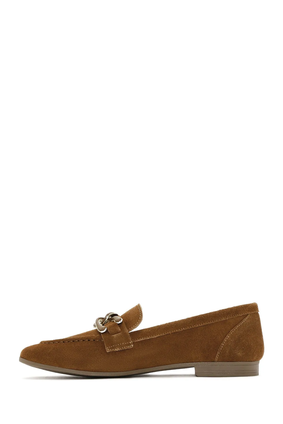 Kadın Taba Süet Deri Maskülen Loafer