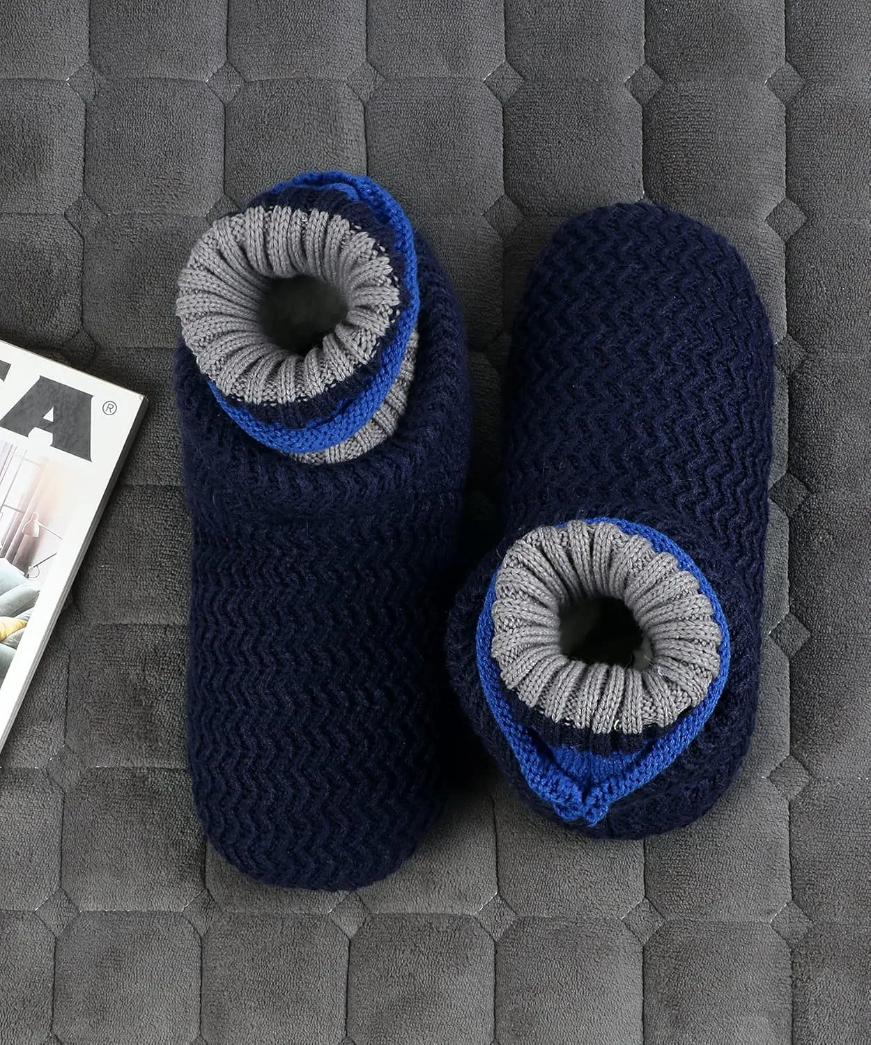 Keyela Slipper Socks Soft Cozy Thick House Indoor Boot Sock Shoes with Anti-Skid Bottom Soles for Men's