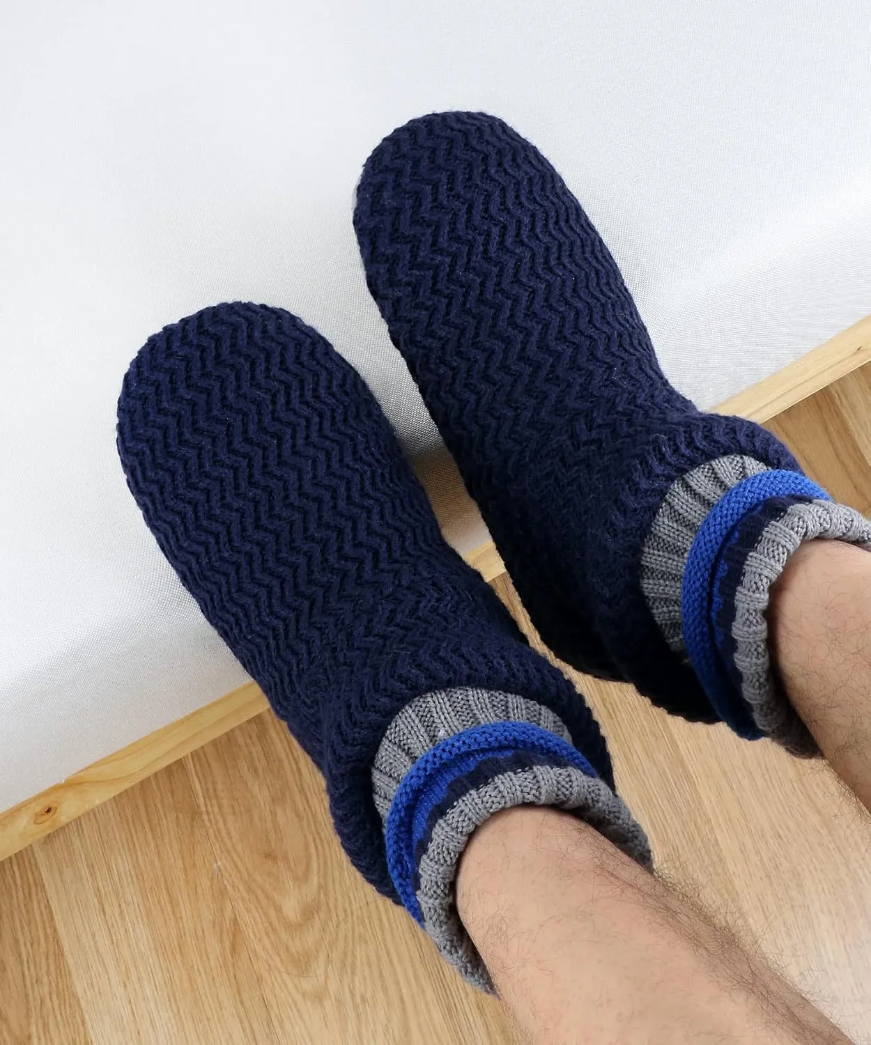 Keyela Slipper Socks Soft Cozy Thick House Indoor Boot Sock Shoes with Anti-Skid Bottom Soles for Men's