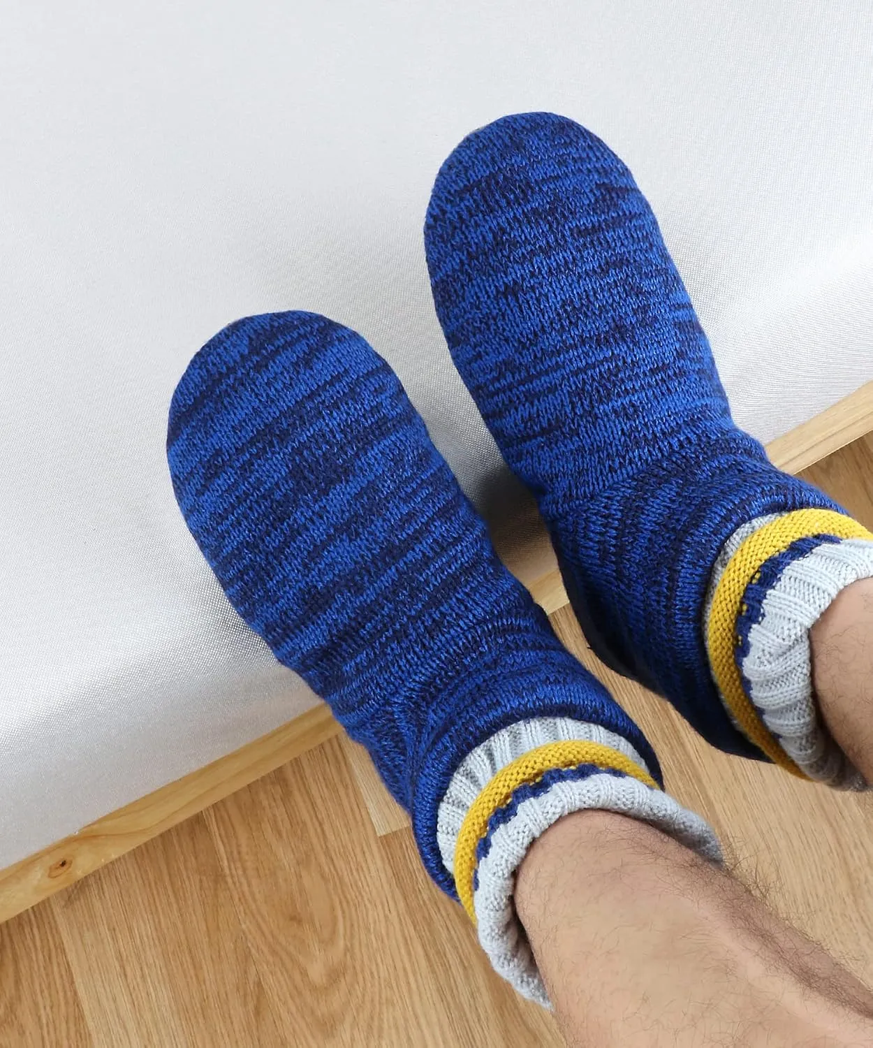 Keyela Slipper Socks Soft Cozy Thick House Indoor Boot Sock Shoes with Anti-Skid Bottom Soles for Men's