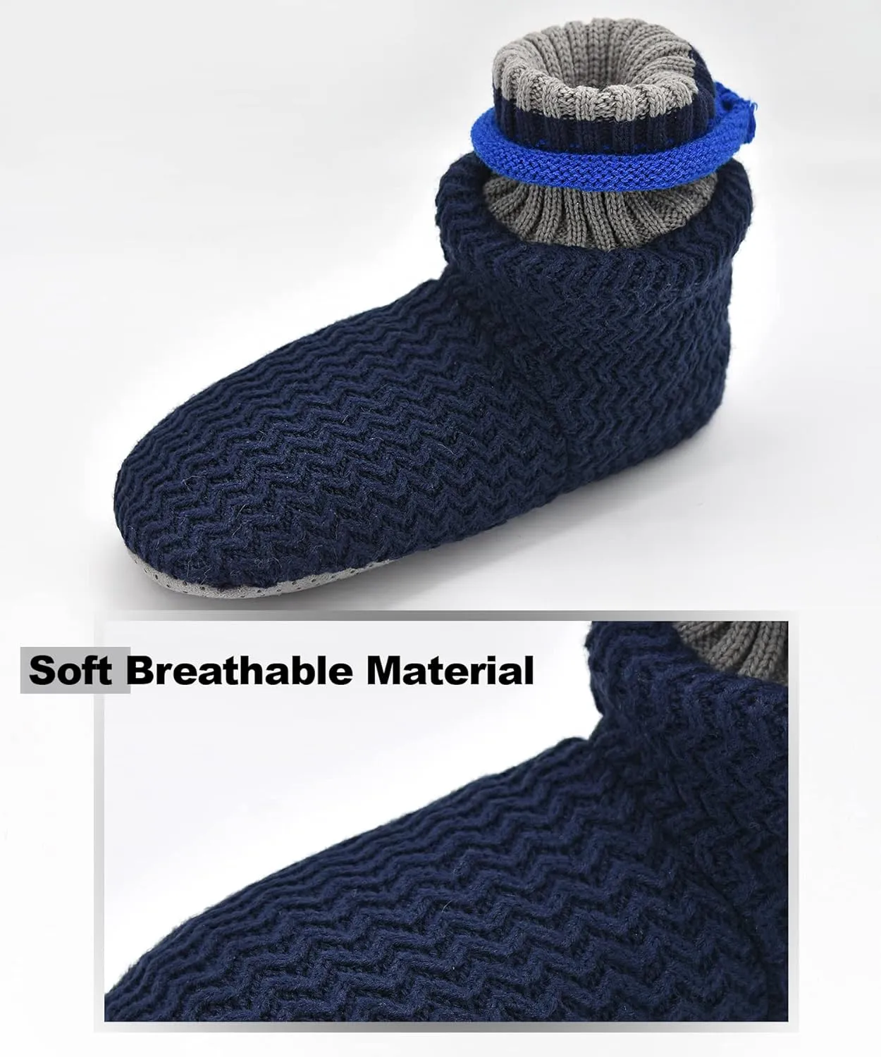 Keyela Slipper Socks Soft Cozy Thick House Indoor Boot Sock Shoes with Anti-Skid Bottom Soles for Men's