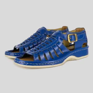 Kgosi : Leather Sandal in Blue Bugatti Soft Saddle