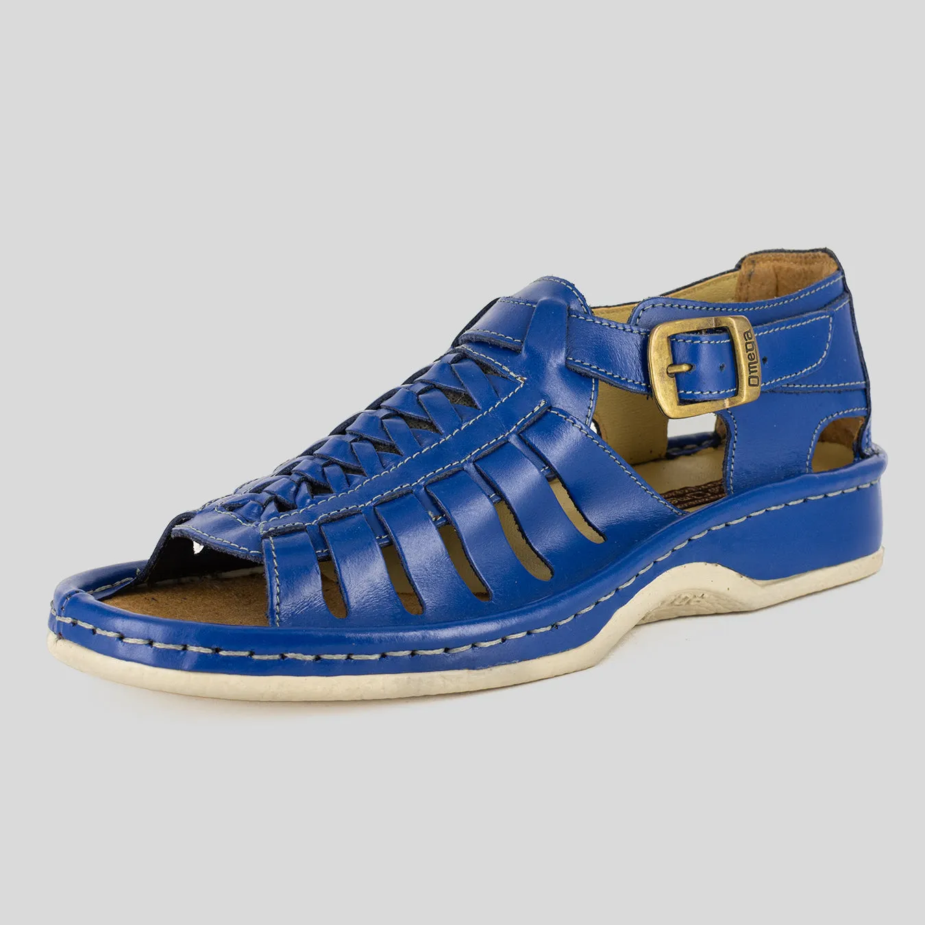 Kgosi : Leather Sandal in Blue Bugatti Soft Saddle