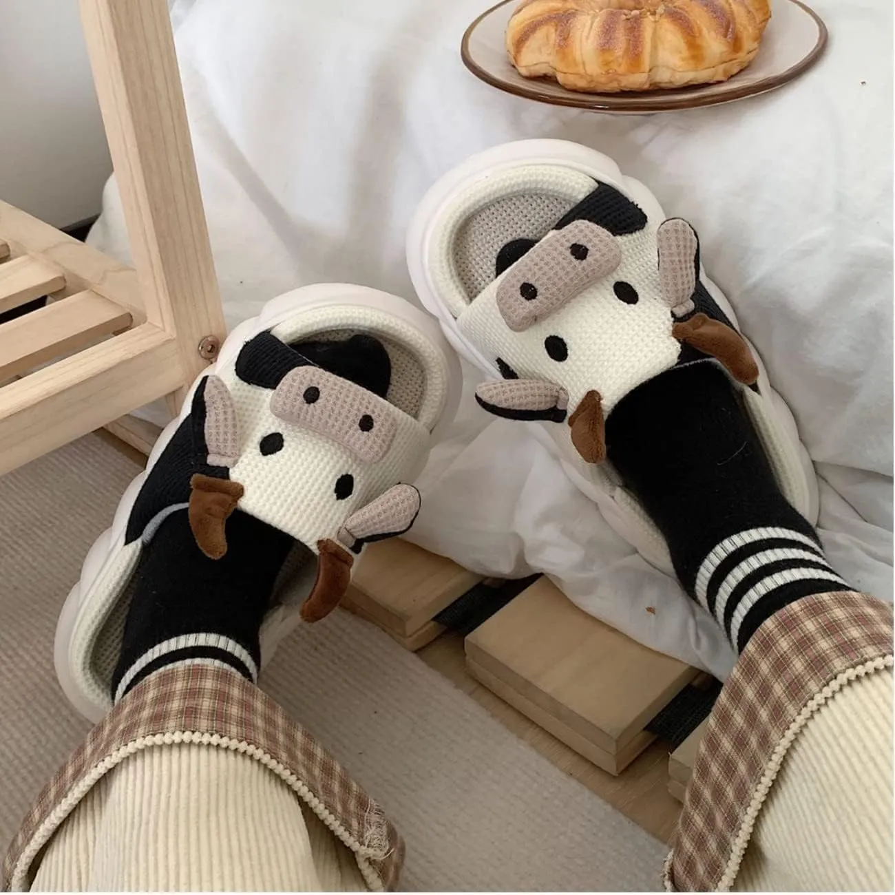 Kids Cow Animal Slippers, Toddler Boys Girls Cute Fuzzy Non-Slip House Slippers for Indoor and Outdoor