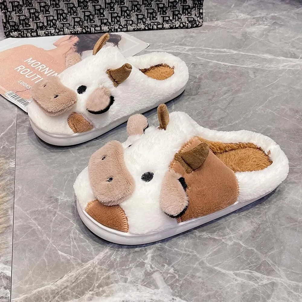 Kids Cow Animal Slippers, Toddler Boys Girls Cute Fuzzy Non-Slip House Slippers for Indoor and Outdoor