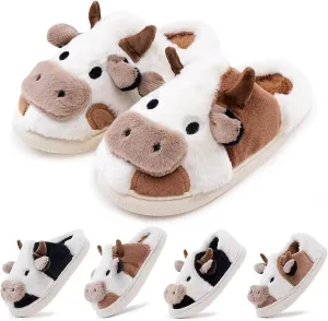 Kids Cow Animal Slippers, Toddler Boys Girls Cute Fuzzy Non-Slip House Slippers for Indoor and Outdoor