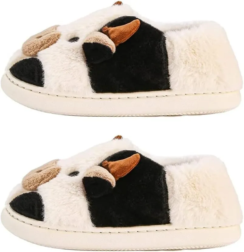 Kids Cow Animal Slippers, Toddler Boys Girls Cute Fuzzy Non-Slip House Slippers for Indoor and Outdoor