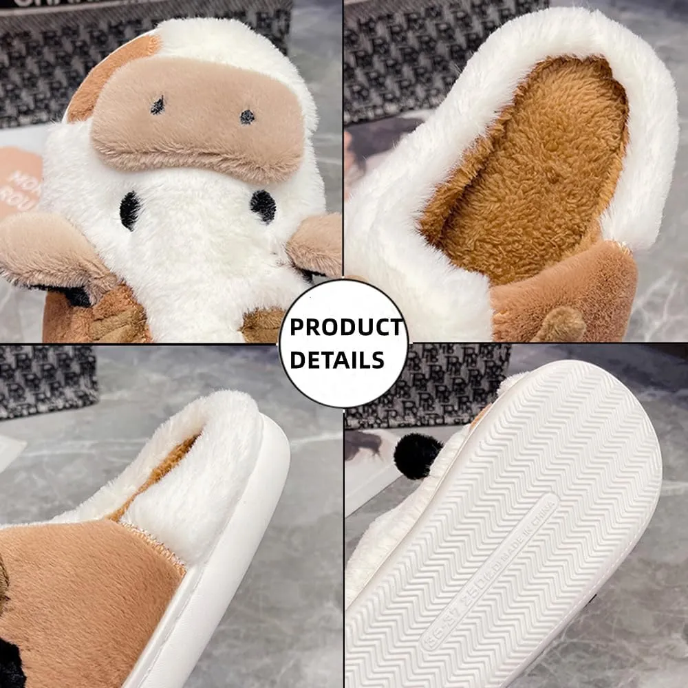 Kids Cow Animal Slippers, Toddler Boys Girls Cute Fuzzy Non-Slip House Slippers for Indoor and Outdoor