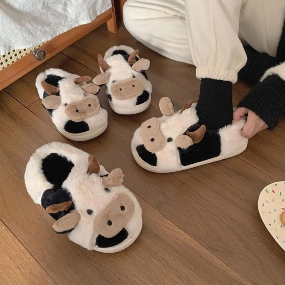 Kids Cow Animal Slippers, Toddler Boys Girls Cute Fuzzy Non-Slip House Slippers for Indoor and Outdoor