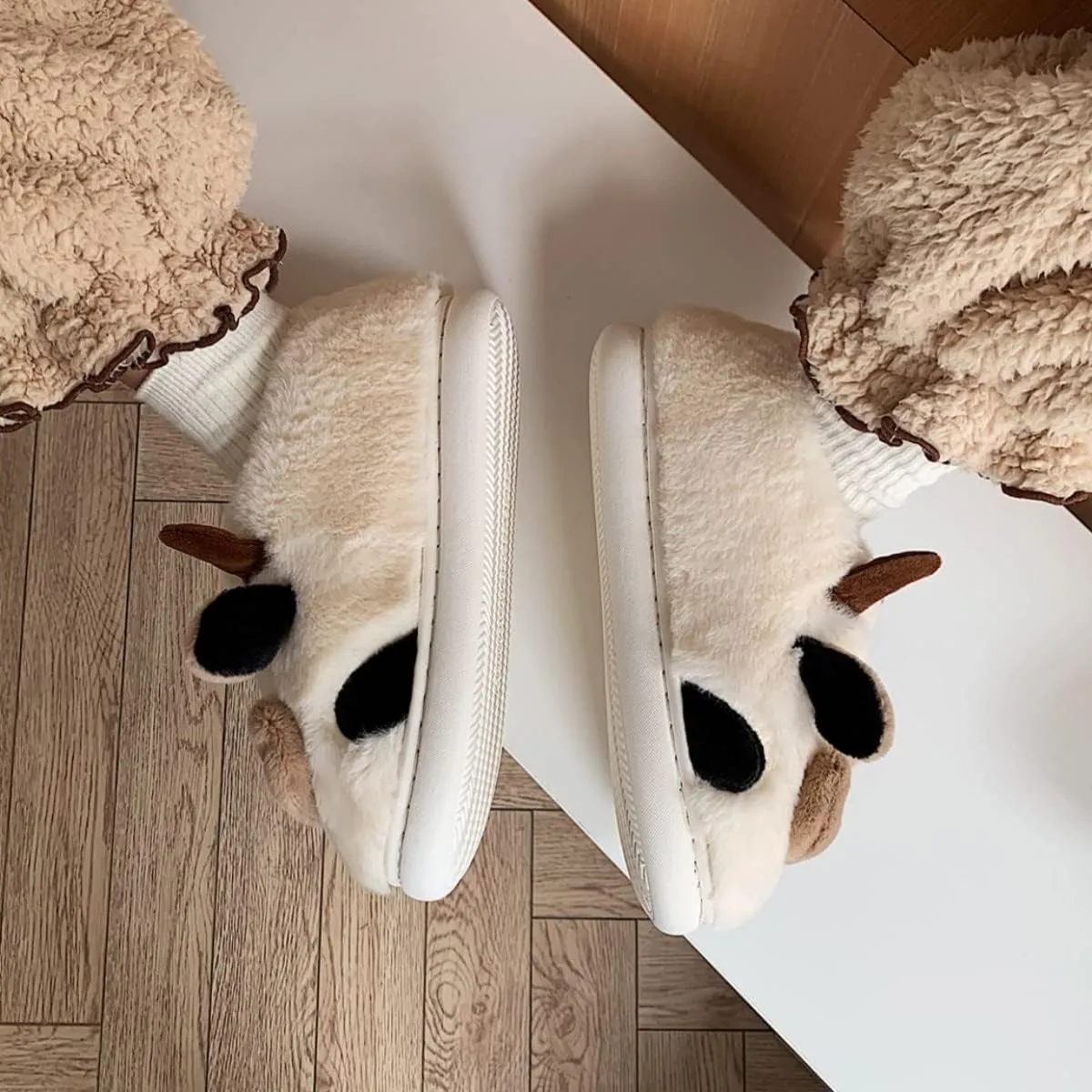 Kids Cow Animal Slippers, Toddler Boys Girls Cute Fuzzy Non-Slip House Slippers for Indoor and Outdoor