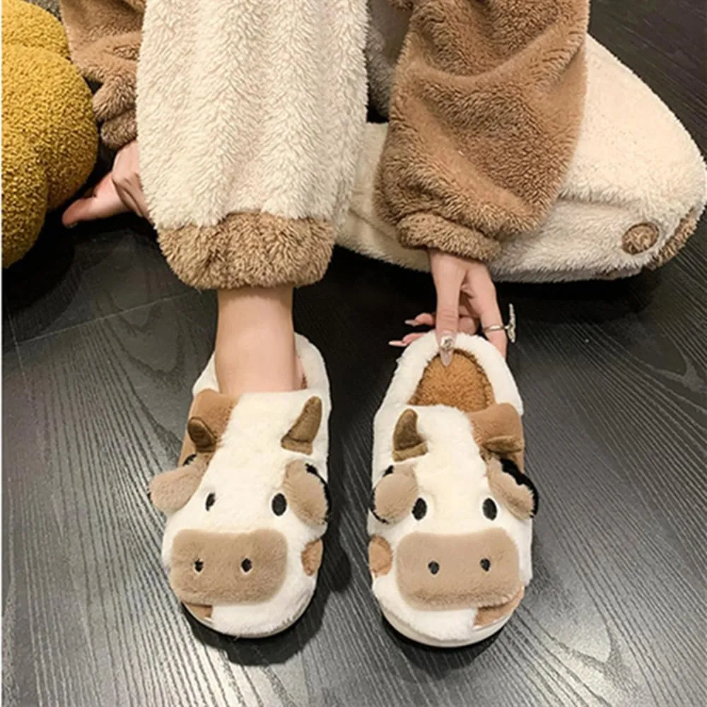 Kids Cow Animal Slippers, Toddler Boys Girls Cute Fuzzy Non-Slip House Slippers for Indoor and Outdoor