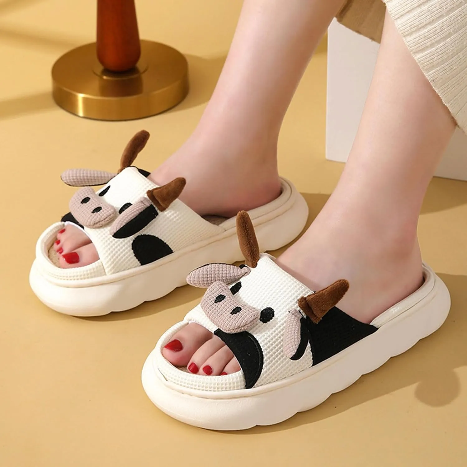 Kids Cow Animal Slippers, Toddler Boys Girls Cute Fuzzy Non-Slip House Slippers for Indoor and Outdoor