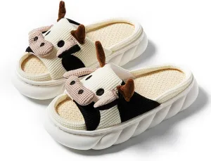 Kids Cow Animal Slippers, Toddler Boys Girls Cute Fuzzy Non-Slip House Slippers for Indoor and Outdoor