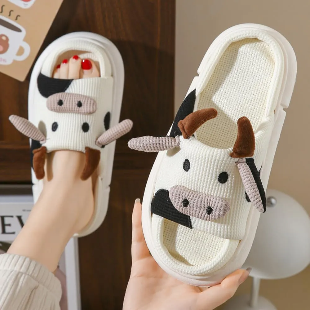 Kids Cow Animal Slippers, Toddler Boys Girls Cute Fuzzy Non-Slip House Slippers for Indoor and Outdoor